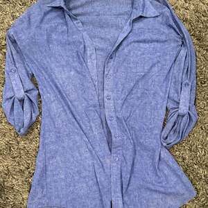 Siren Lily Blue Button Down Long Sleeve Lightweight Blouse